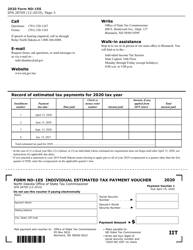 Form ND-1ES Estimated Income Tax - Individuals - North Dakota, Page 3