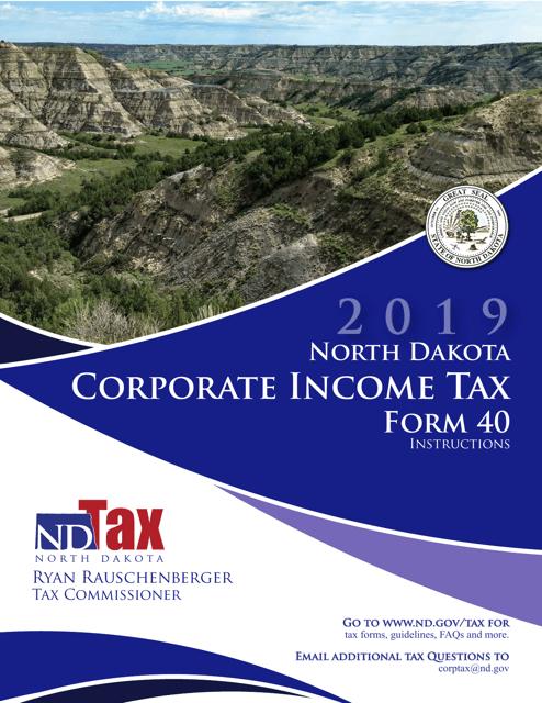 Instructions for Form 40 Corporation Income Tax Return - North Dakota, 2019