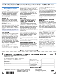 Form 40-ES (SFN28716) North Dakota Estimated Income Tax for Corporations - North Dakota