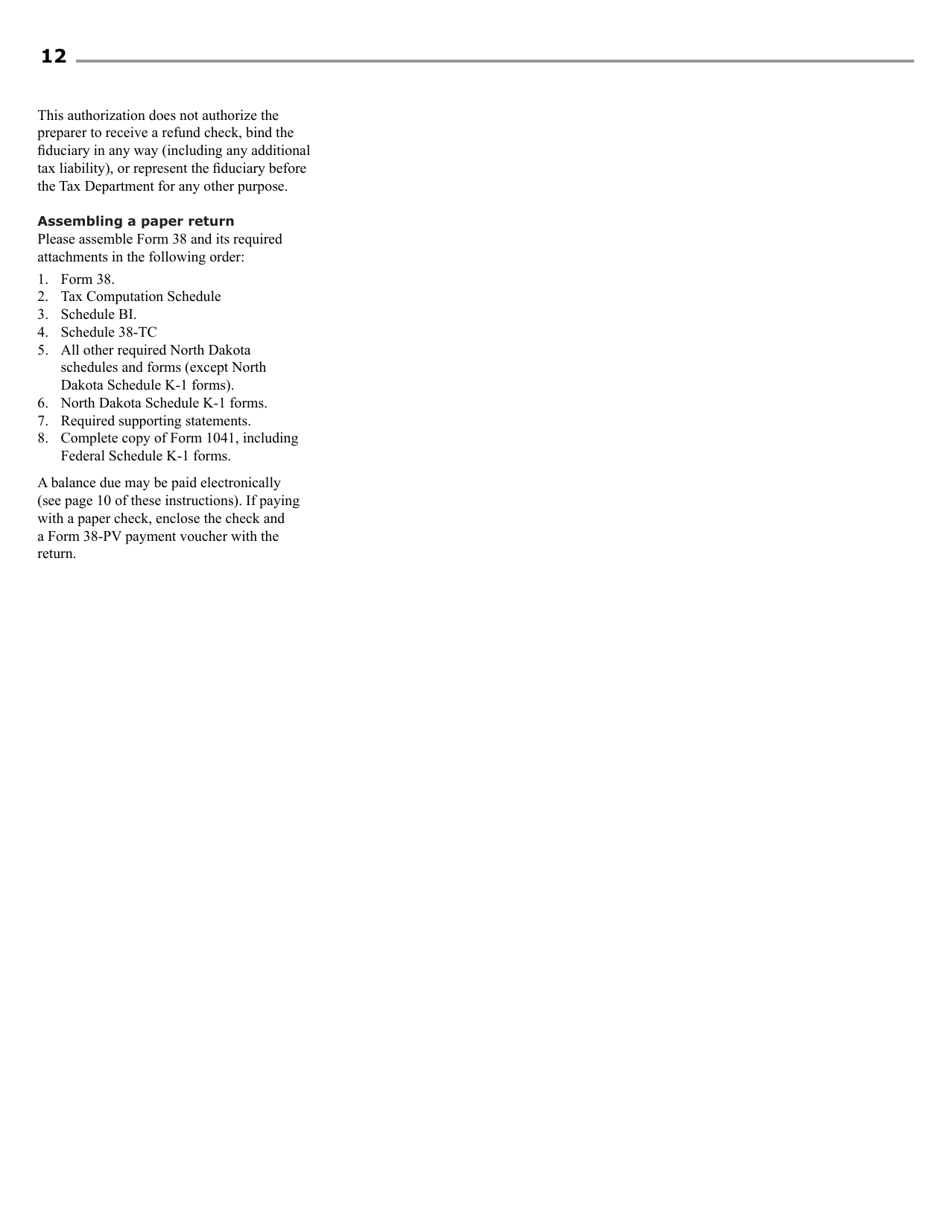 Instructions for Form 38 Fiduciary Income Tax - North Dakota, Page 14