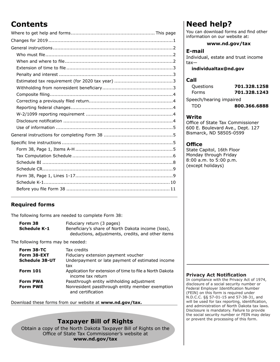 Download Instructions For Form 38 Fiduciary Income Tax Pdf 2019