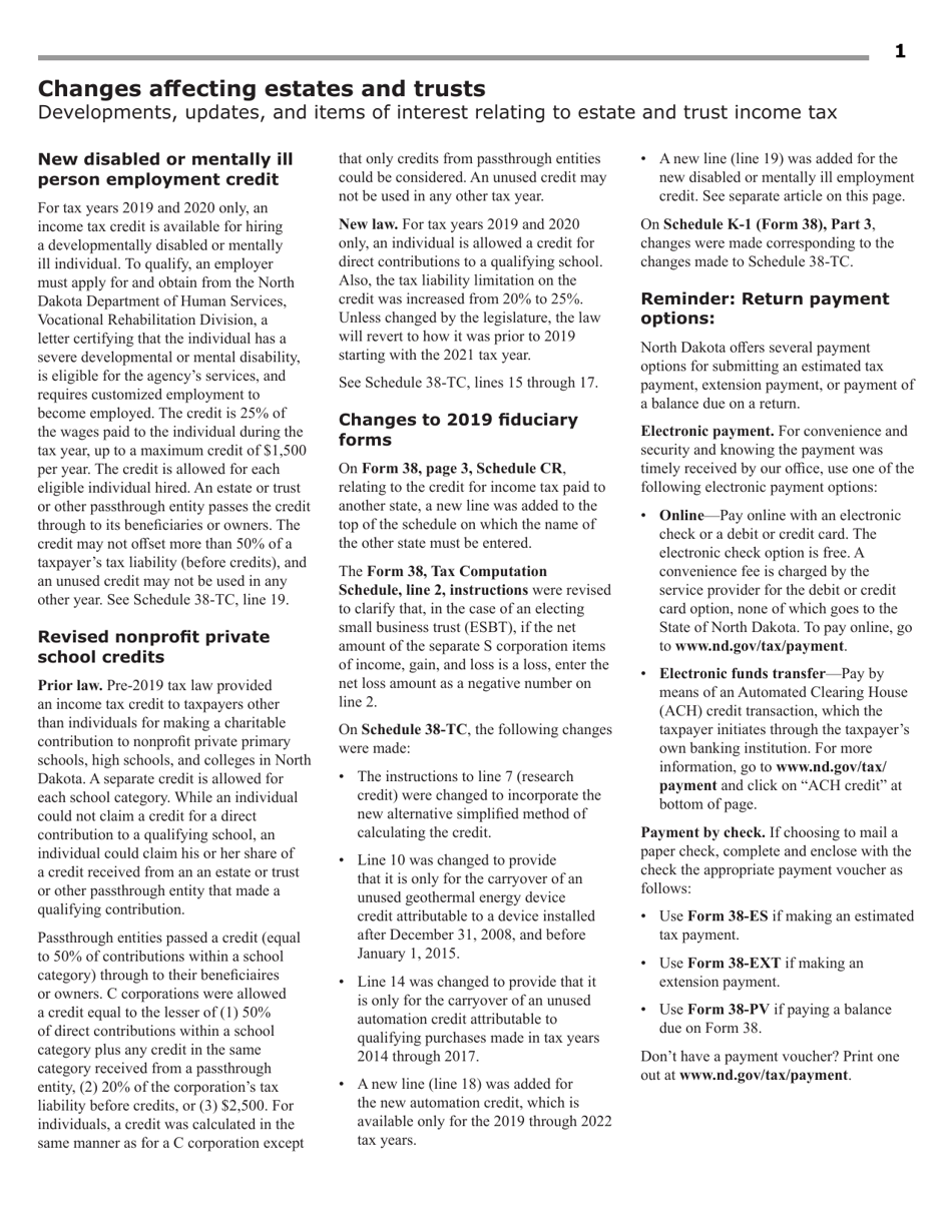 Instructions for Form 38 Fiduciary Income Tax - North Dakota, Page 3
