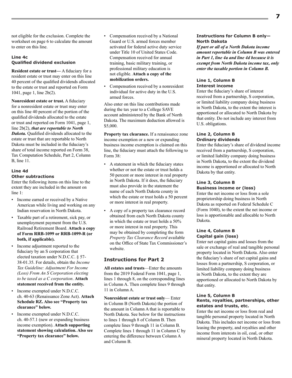 Instructions for Form 38 Fiduciary Income Tax - North Dakota, Page 9