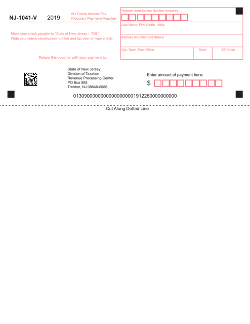 Form NJ-1041-V 2019 Printable Pdf