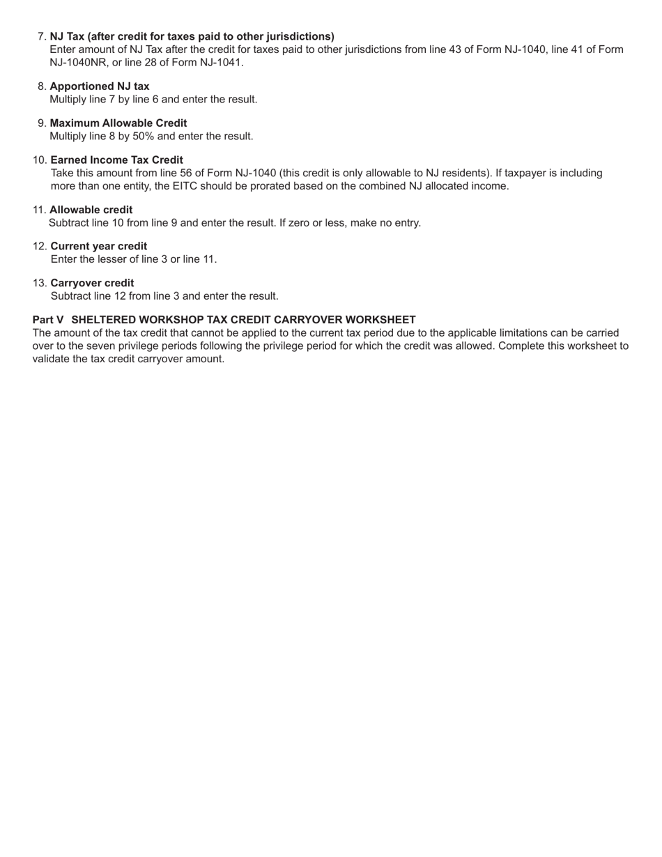 Form GIT-317 Sheltered Workshop Tax Credit - New Jersey, Page 4
