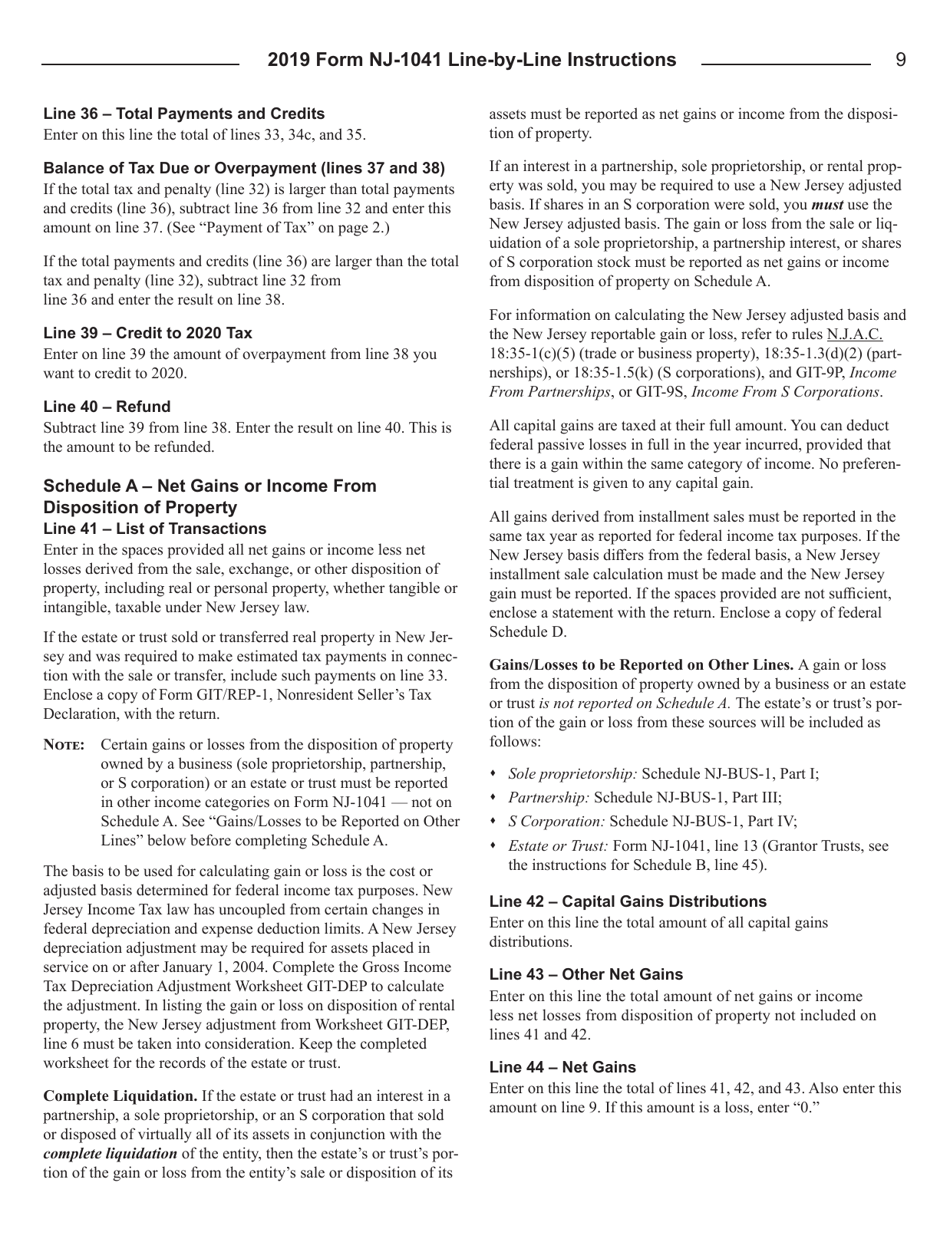 Instructions for Form NJ-1041 New Jersey Income Tax Fiduciary Return - New Jersey, Page 11