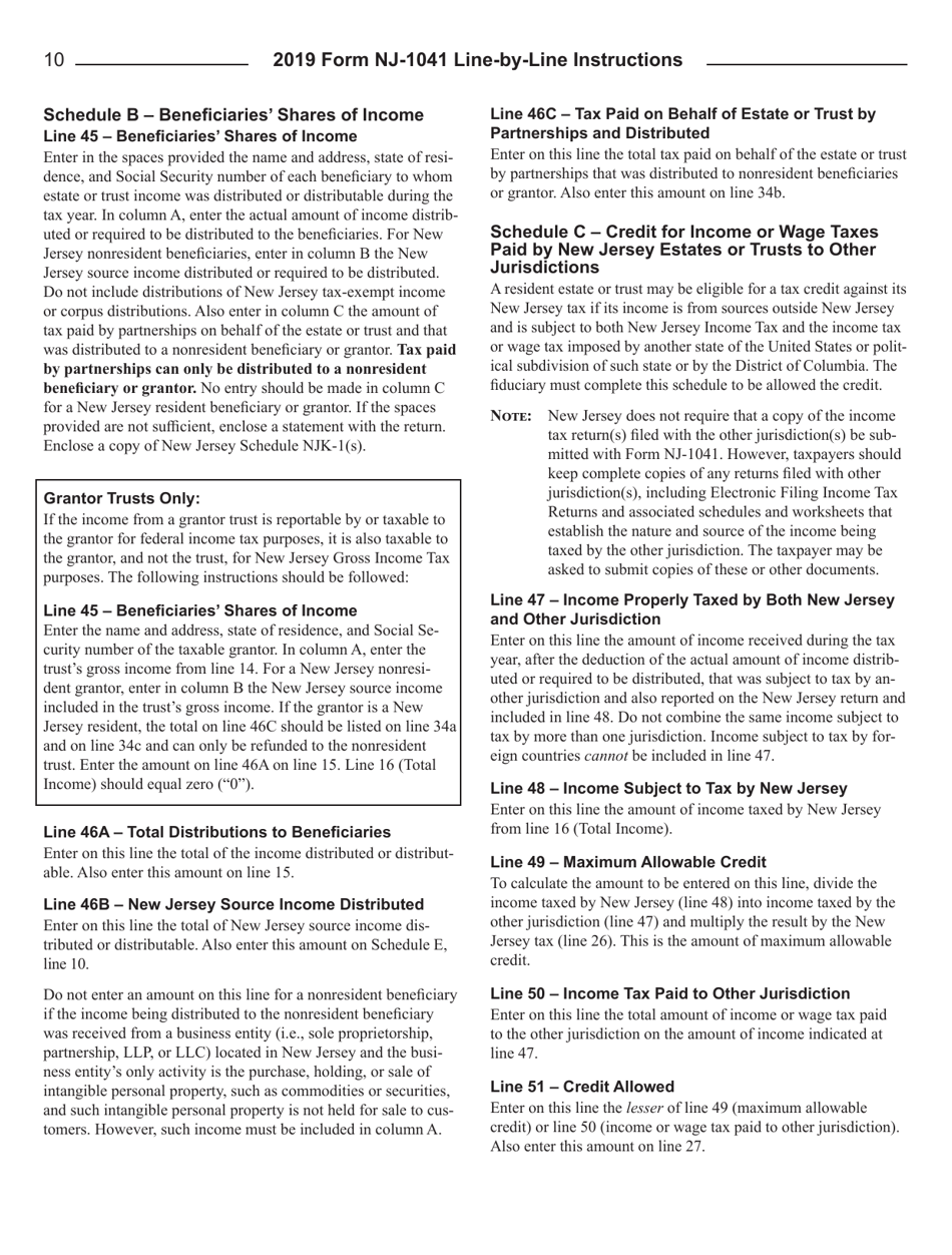 Instructions for Form NJ-1041 New Jersey Income Tax Fiduciary Return - New Jersey, Page 12
