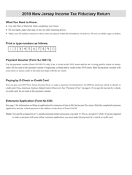 Instructions for Form NJ-1041 New Jersey Income Tax Fiduciary Return - New Jersey