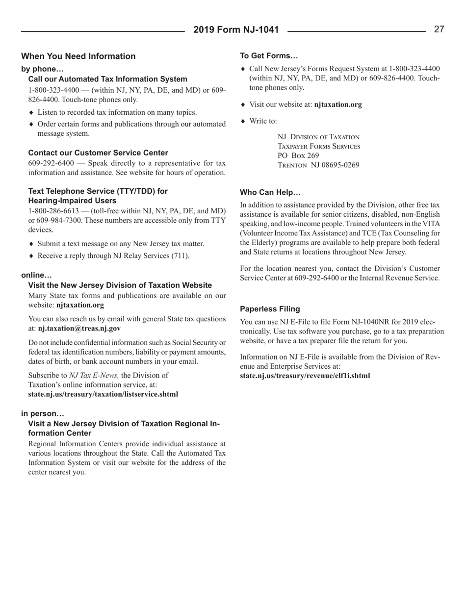 Instructions for Form NJ-1041 New Jersey Income Tax Fiduciary Return - New Jersey, Page 29