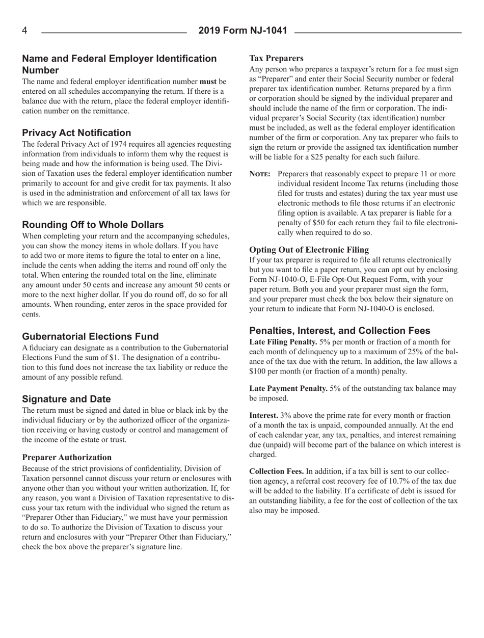 Instructions for Form NJ-1041 New Jersey Income Tax Fiduciary Return - New Jersey, Page 6