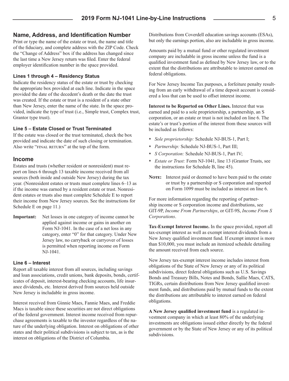 Instructions for Form NJ-1041 New Jersey Income Tax Fiduciary Return - New Jersey, Page 7