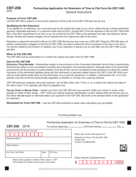 Form CBT-206 Partnership Application for Extension of Time to File Form Nj-Cbt-1065 - New Jersey