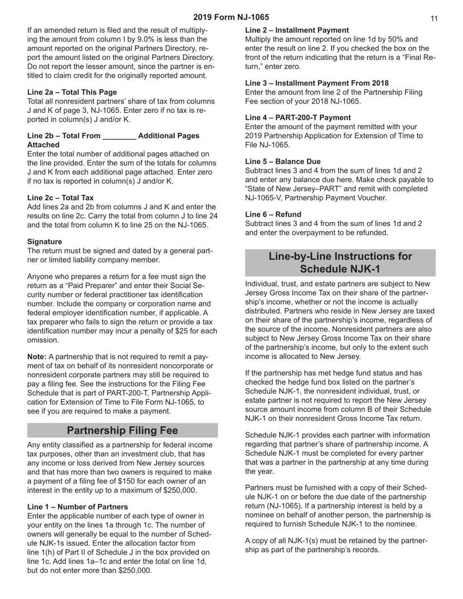 Instructions for Form NJ-1065 Schedule NJK-1 Partners Share of Income - New Jersey, Page 11