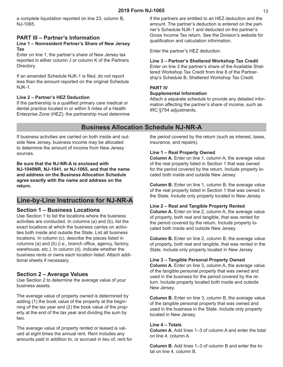Instructions for Form NJ-1065 Schedule NJK-1 Partners Share of Income - New Jersey, Page 13