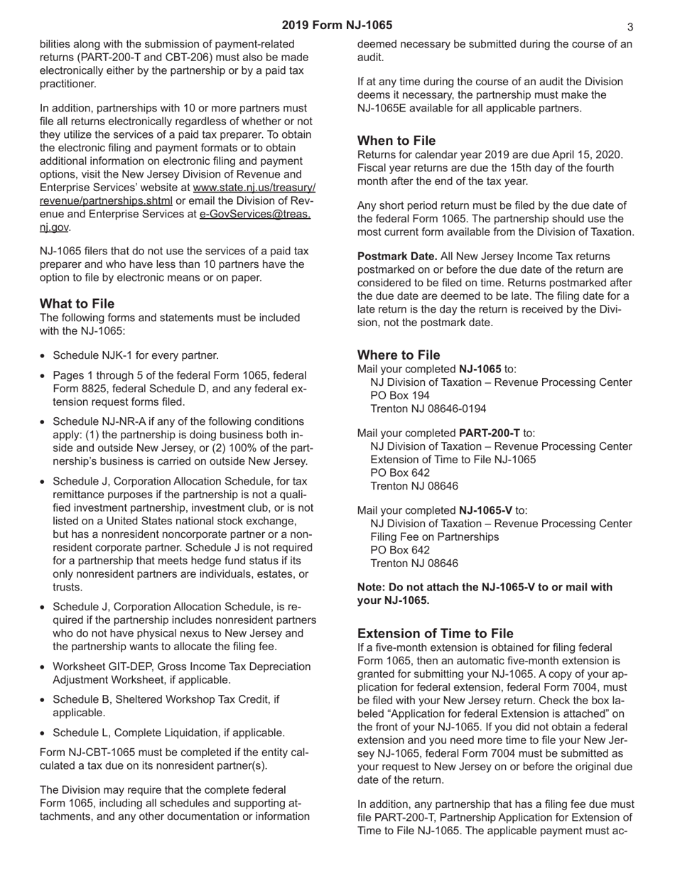 Download Instructions for Form NJ-1065 Schedule NJK-1 Partner's Share ...