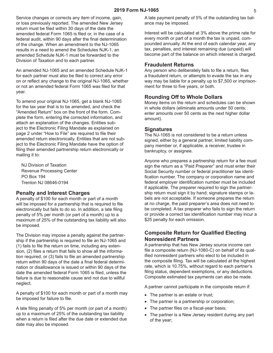 Instructions for Form NJ-1065 Schedule NJK-1 Partners Share of Income - New Jersey, Page 5