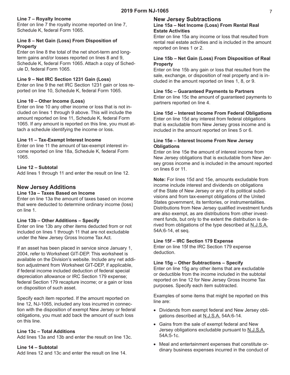 Instructions for Form NJ-1065 Schedule NJK-1 Partners Share of Income - New Jersey, Page 7