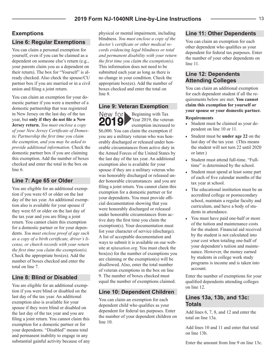 Instructions for Form NJ-1040NR New Jersey Income Tax Nonresident Return - New Jersey, Page 13