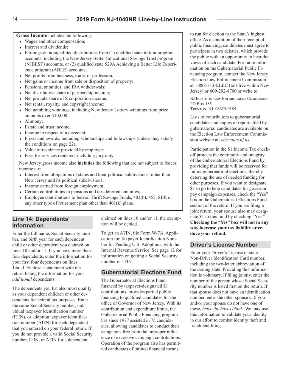 Instructions for Form NJ-1040NR New Jersey Income Tax Nonresident Return - New Jersey, Page 14