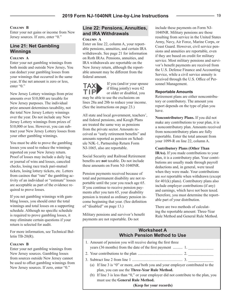 Instructions for Form NJ-1040NR New Jersey Income Tax Nonresident Return - New Jersey, Page 19