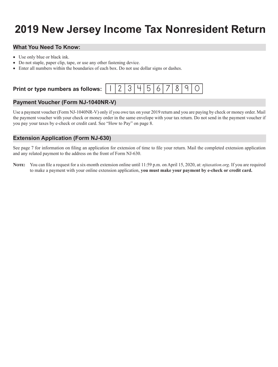 Instructions for Form NJ-1040NR New Jersey Income Tax Nonresident Return - New Jersey, Page 1