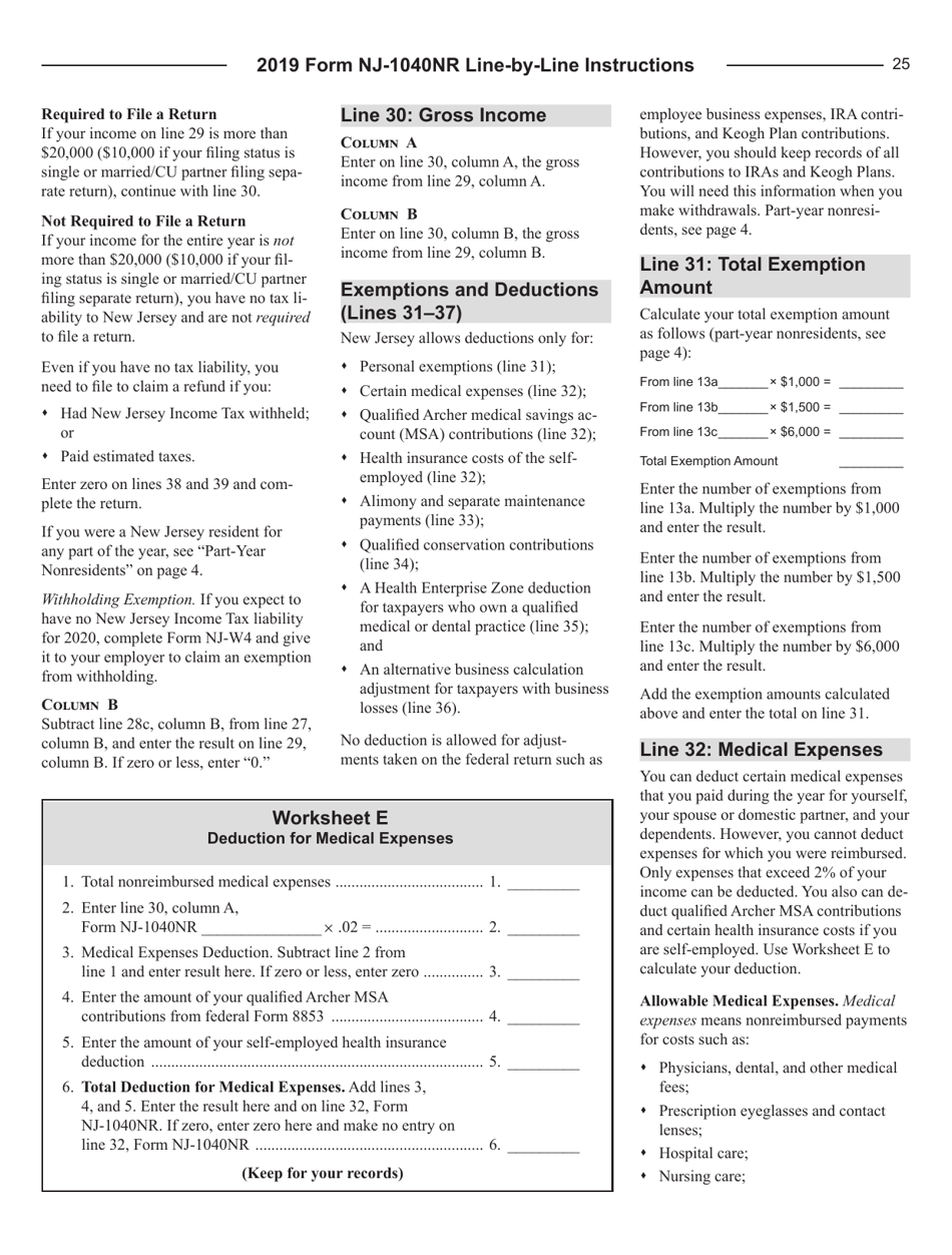 Instructions for Form NJ-1040NR New Jersey Income Tax Nonresident Return - New Jersey, Page 25