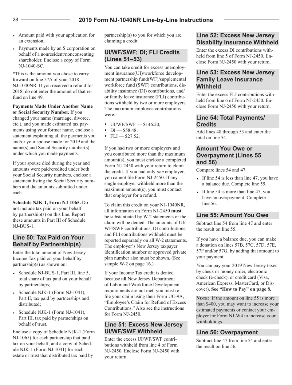 Instructions for Form NJ-1040NR New Jersey Income Tax Nonresident Return - New Jersey, Page 28