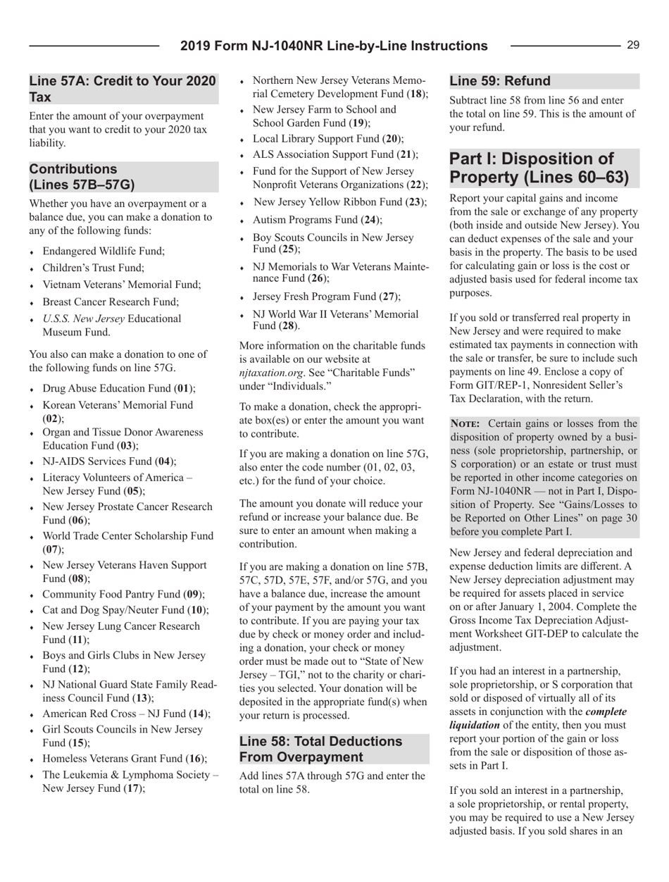 Instructions for Form NJ-1040NR New Jersey Income Tax Nonresident Return - New Jersey, Page 29