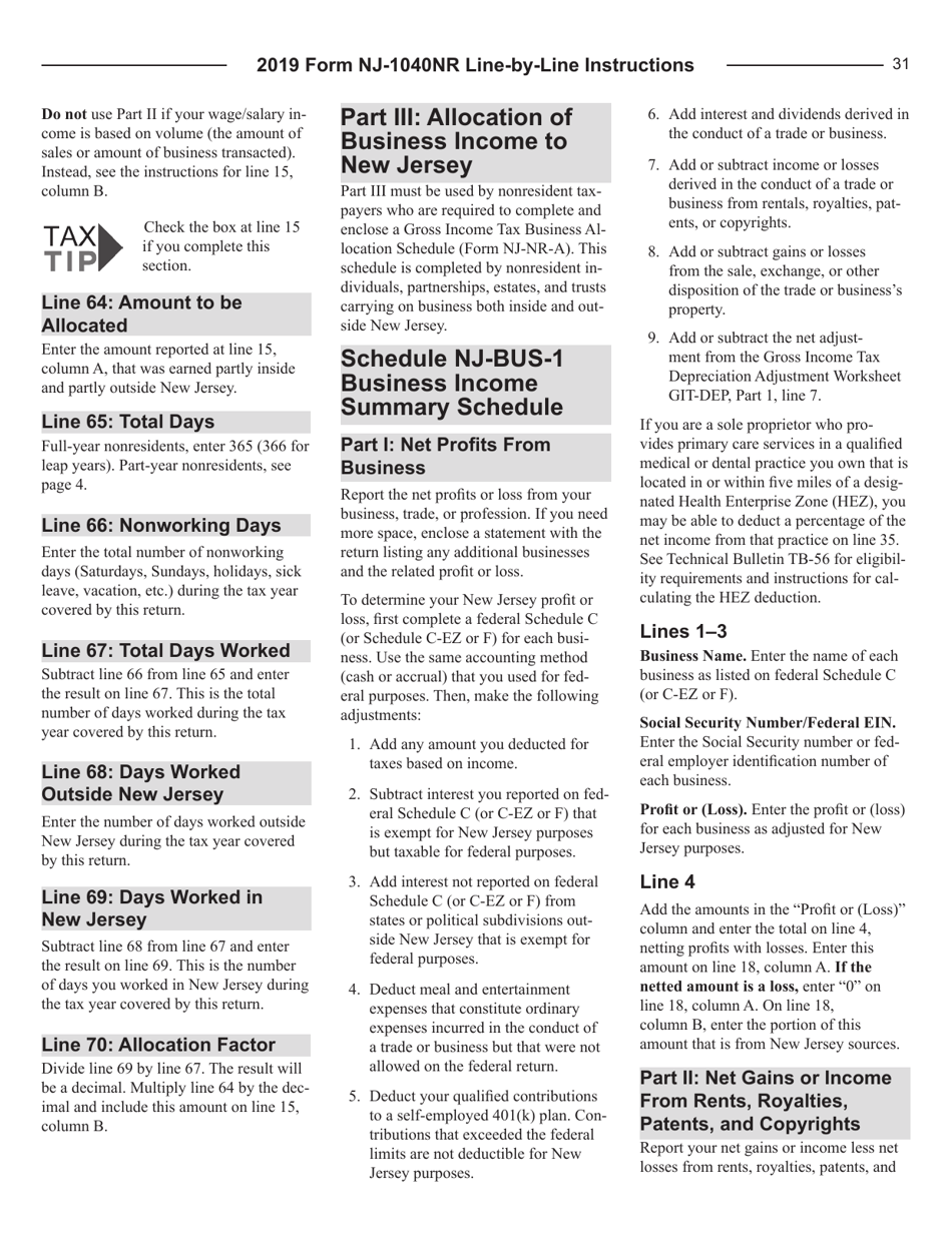 Instructions for Form NJ-1040NR New Jersey Income Tax Nonresident Return - New Jersey, Page 31