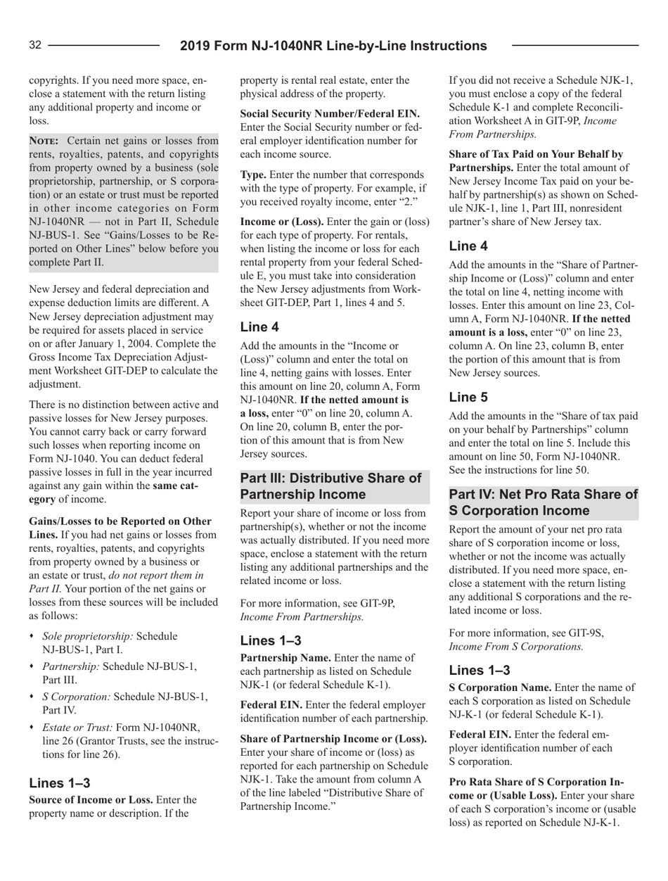 Instructions for Form NJ-1040NR New Jersey Income Tax Nonresident Return - New Jersey, Page 32