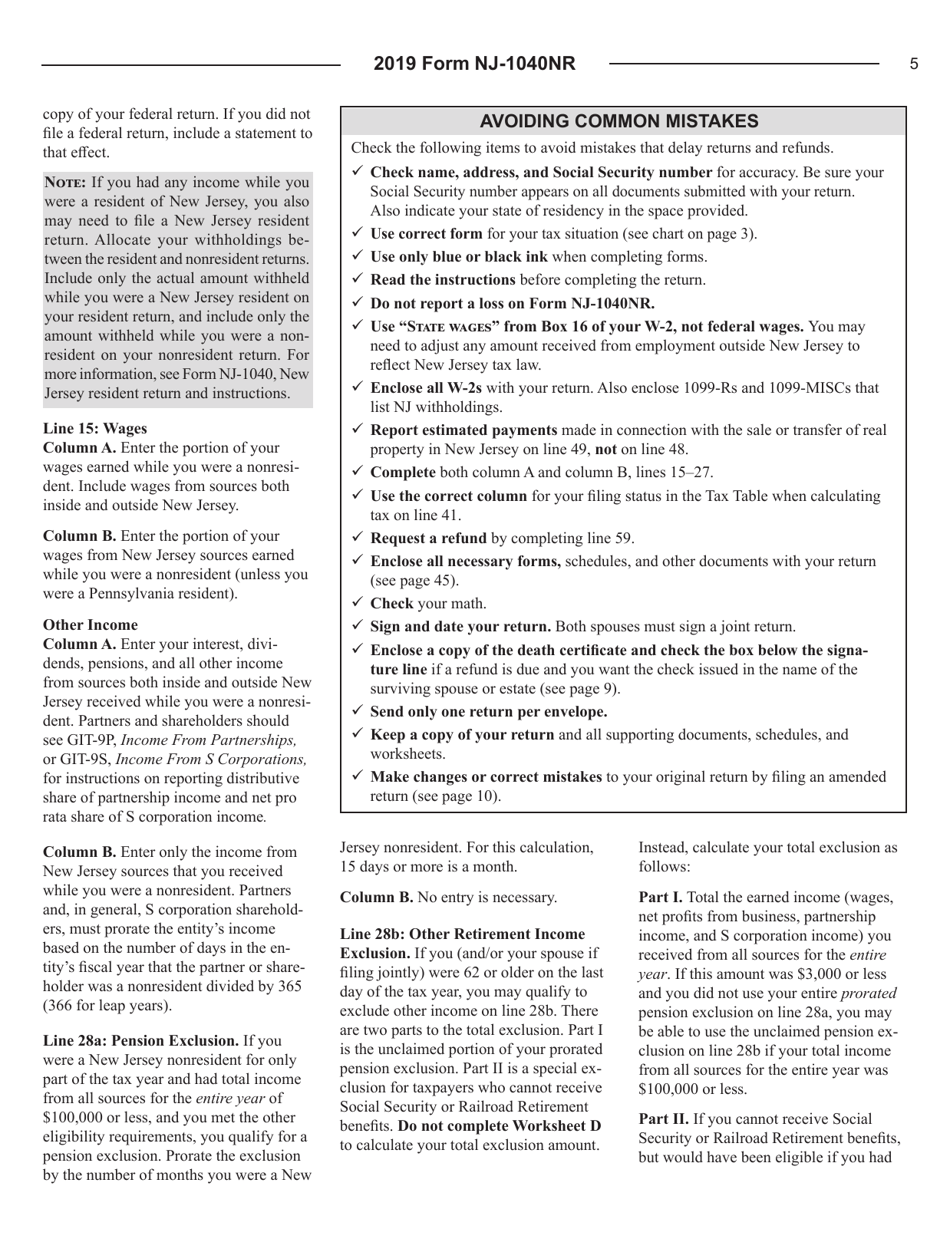 Instructions for Form NJ-1040NR New Jersey Income Tax Nonresident Return - New Jersey, Page 5