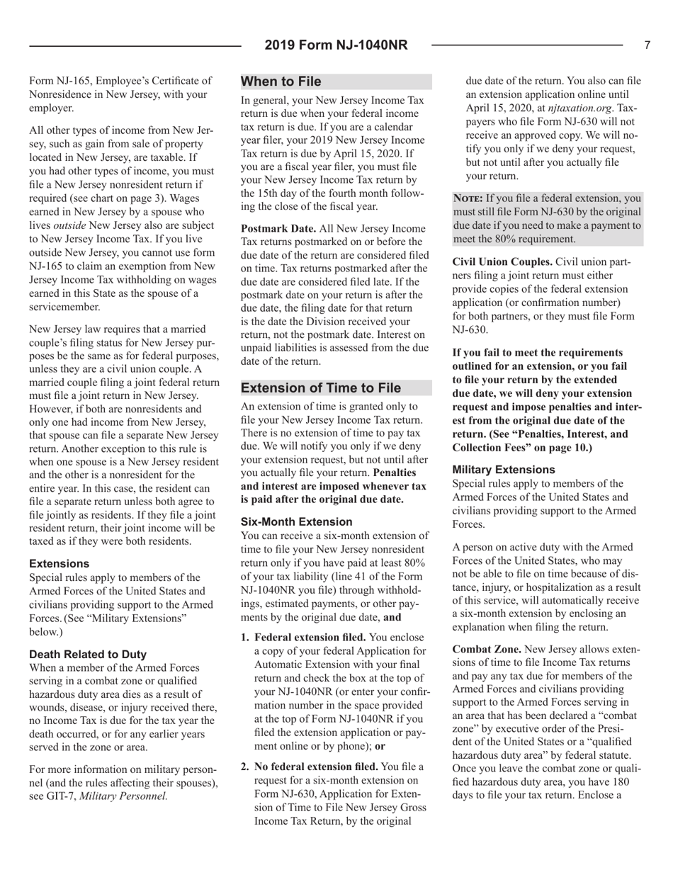 Instructions for Form NJ-1040NR New Jersey Income Tax Nonresident Return - New Jersey, Page 7