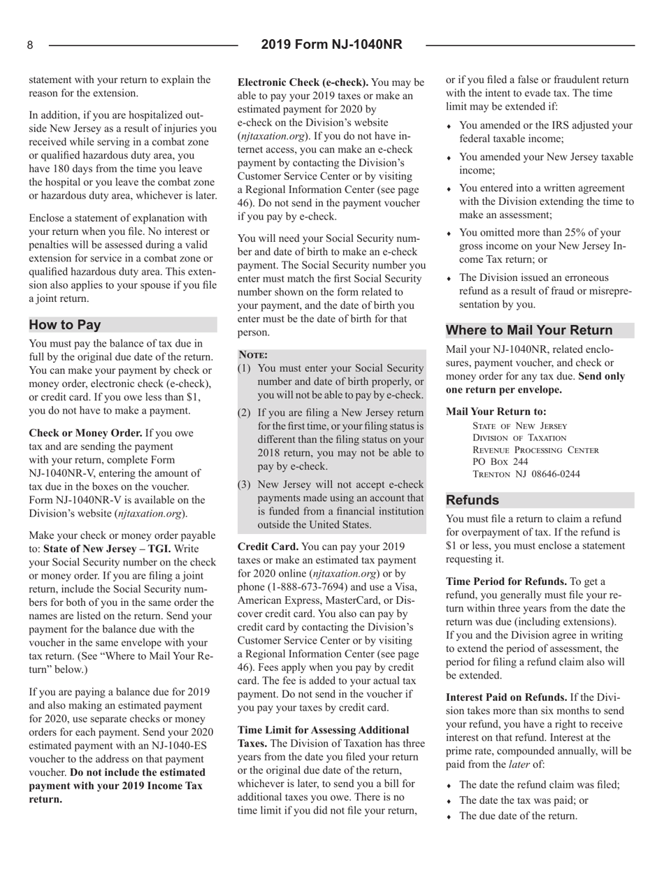 Instructions for Form NJ-1040NR New Jersey Income Tax Nonresident Return - New Jersey, Page 8