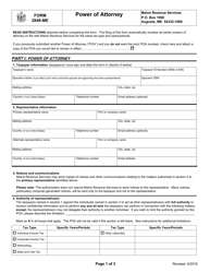 Form 2848-ME &quot;Power of Attorney&quot; - Maine