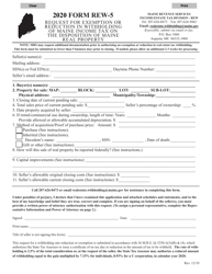 Form REW-5 Request for Exemption or Reduction in Withholding of Maine Income Tax on the Disposition of Maine Real Property - Maine