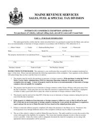 Form ST-A-110 Interstate Commerce Affidavit - Casual Sale - Maine
