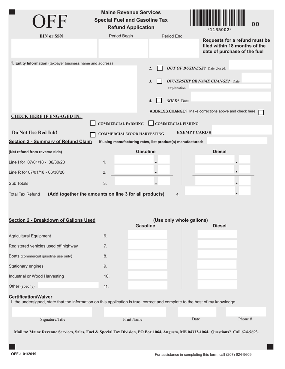 Form Off 1 Download Fillable Pdf Or Fill Online Special Fuel And