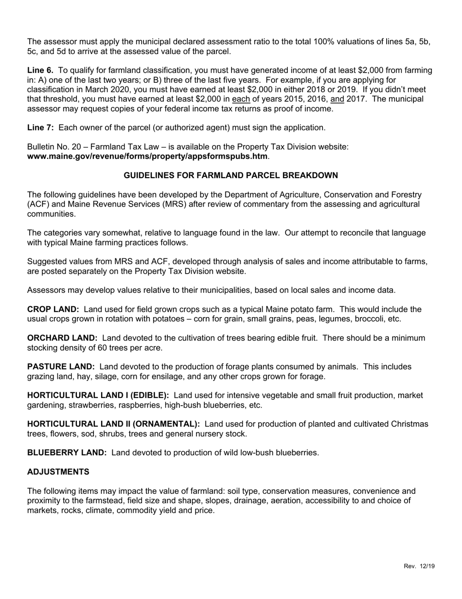 Application for Farmland Classification - Maine, Page 4