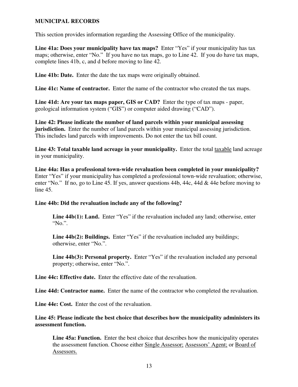 Instructions for Municipal Valuation Return - Maine, Page 13