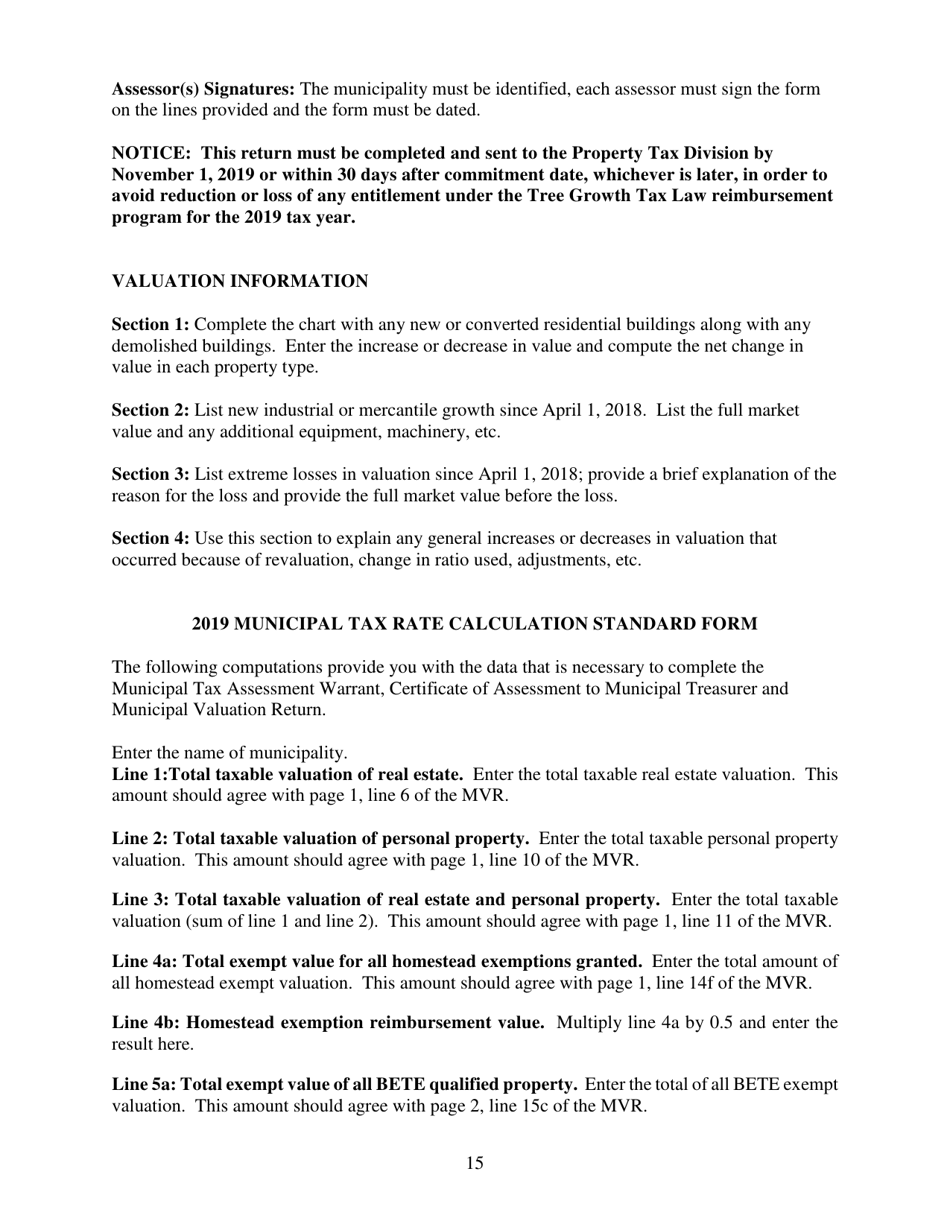 Instructions for Municipal Valuation Return - Maine, Page 15