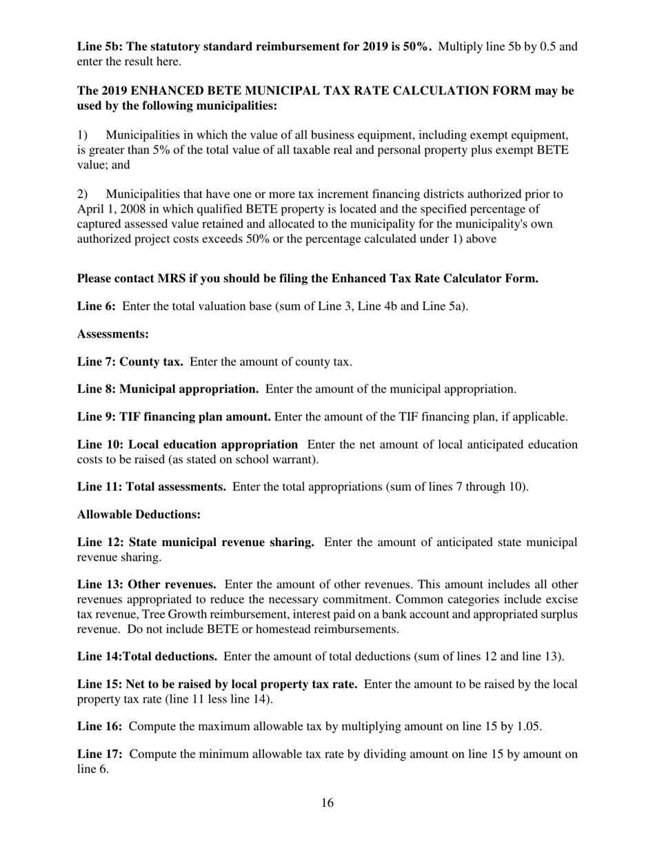 Instructions for Municipal Valuation Return - Maine, Page 16