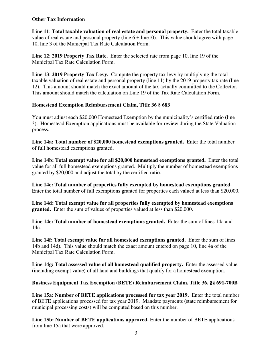 Instructions for Municipal Valuation Return - Maine, Page 3