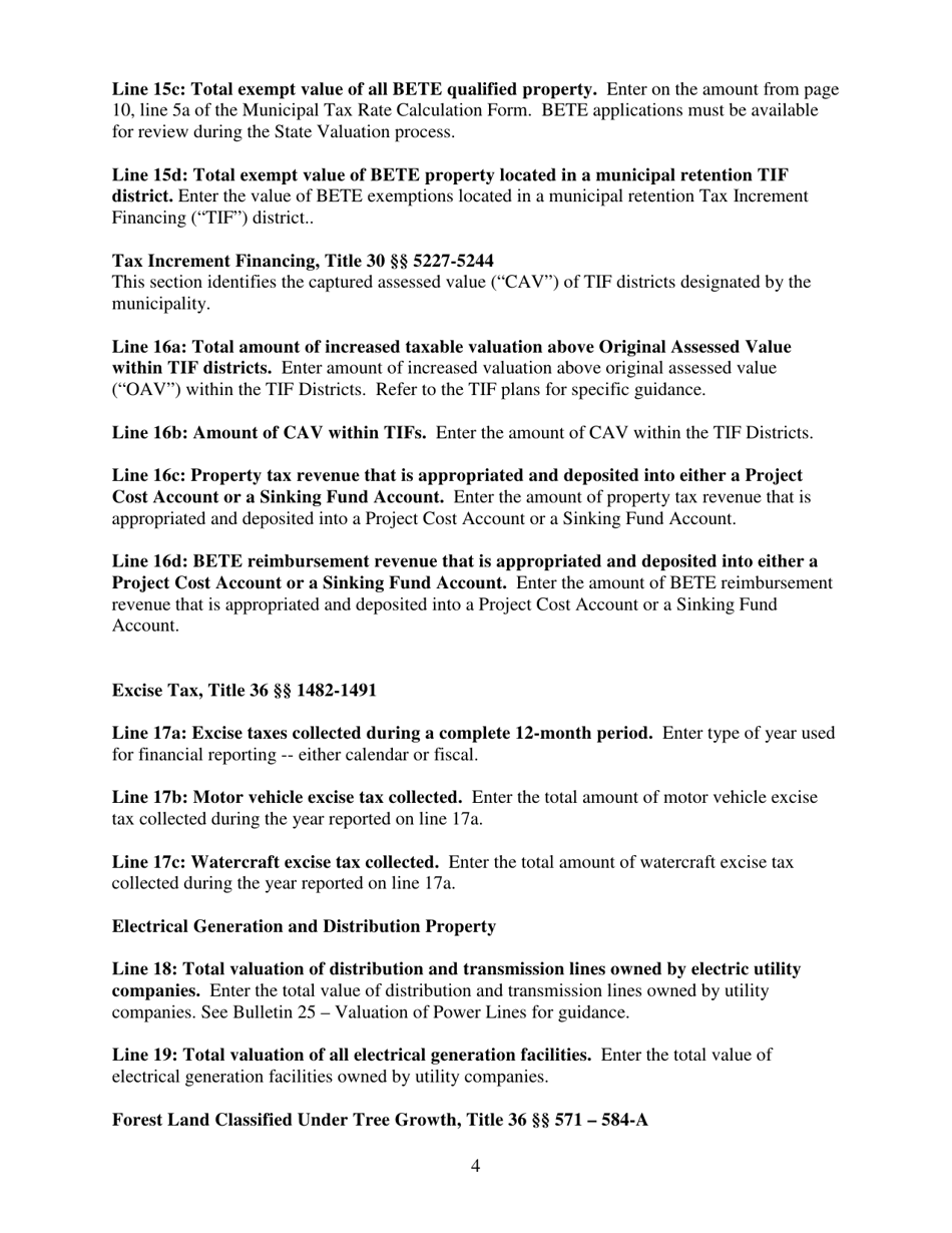 Instructions for Municipal Valuation Return - Maine, Page 4