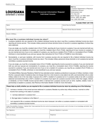 Document preview: Form R-6310 Military Personnel Information Request Individual Income - Louisiana