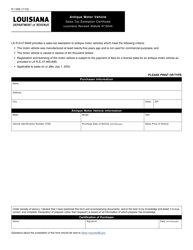 Form R-1399 &quot;Antique Motor Vehicle Sales Tax Exemption Certificate&quot; - Louisiana
