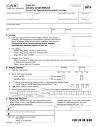 Form 24 (EFO00086) &quot;Grocery Credit Refund&quot; - Idaho, 2019