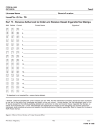Form M-100B Authorization to Order and Receive Cigarette Tax Stamps - Hawaii, Page 2