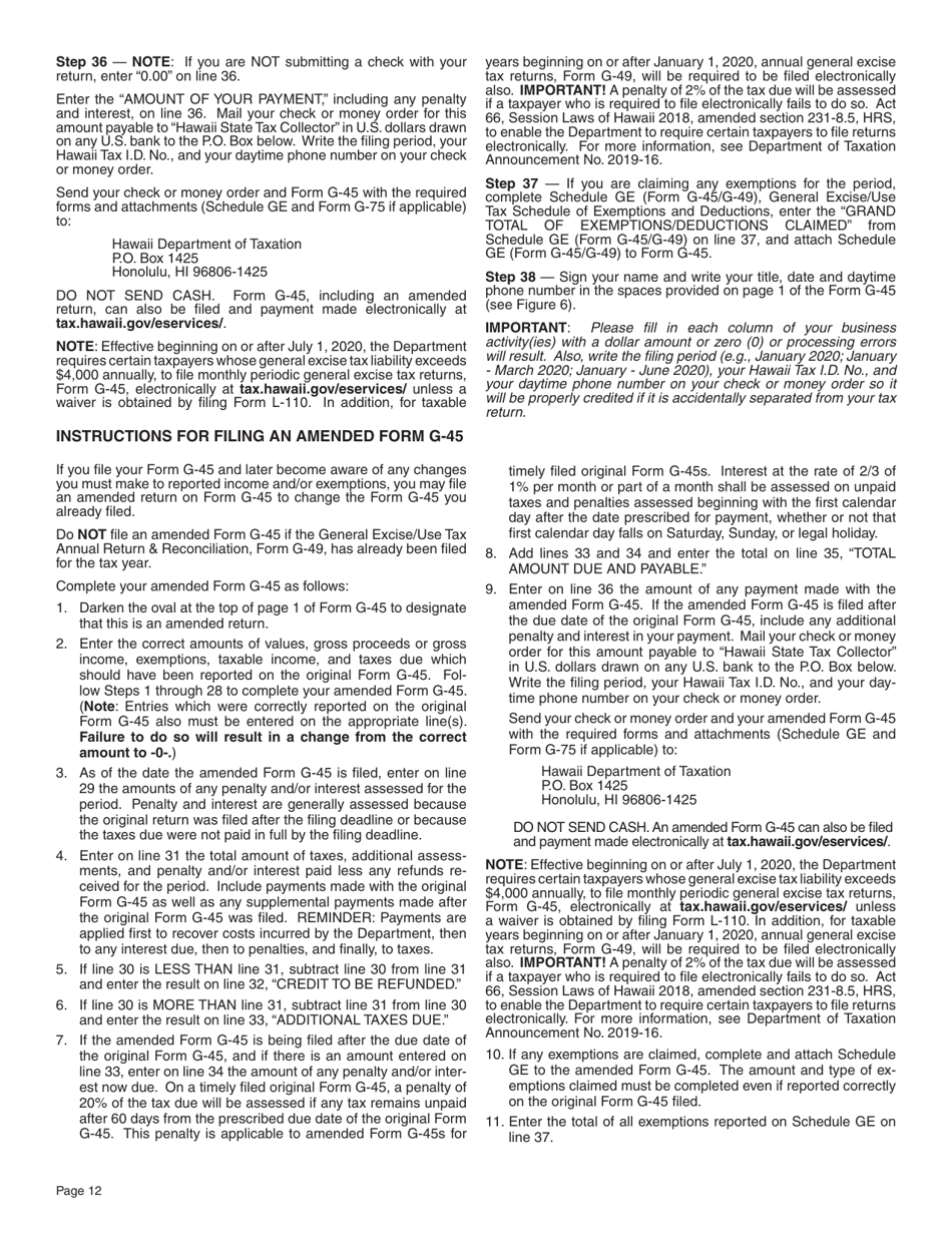 Instructions for Form G-45, G-49 - Hawaii, Page 12