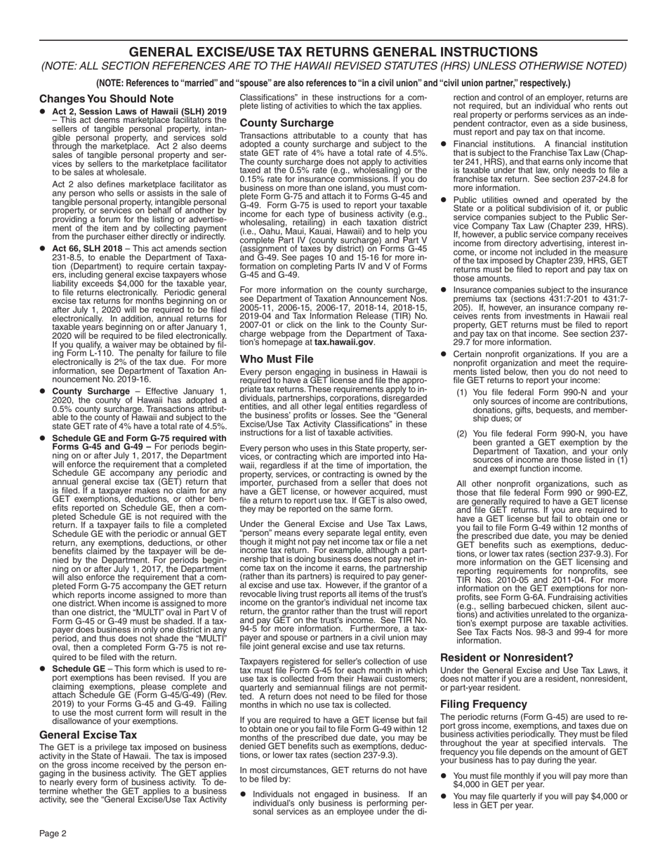 Instructions for Form G-45, G-49 - Hawaii, Page 2