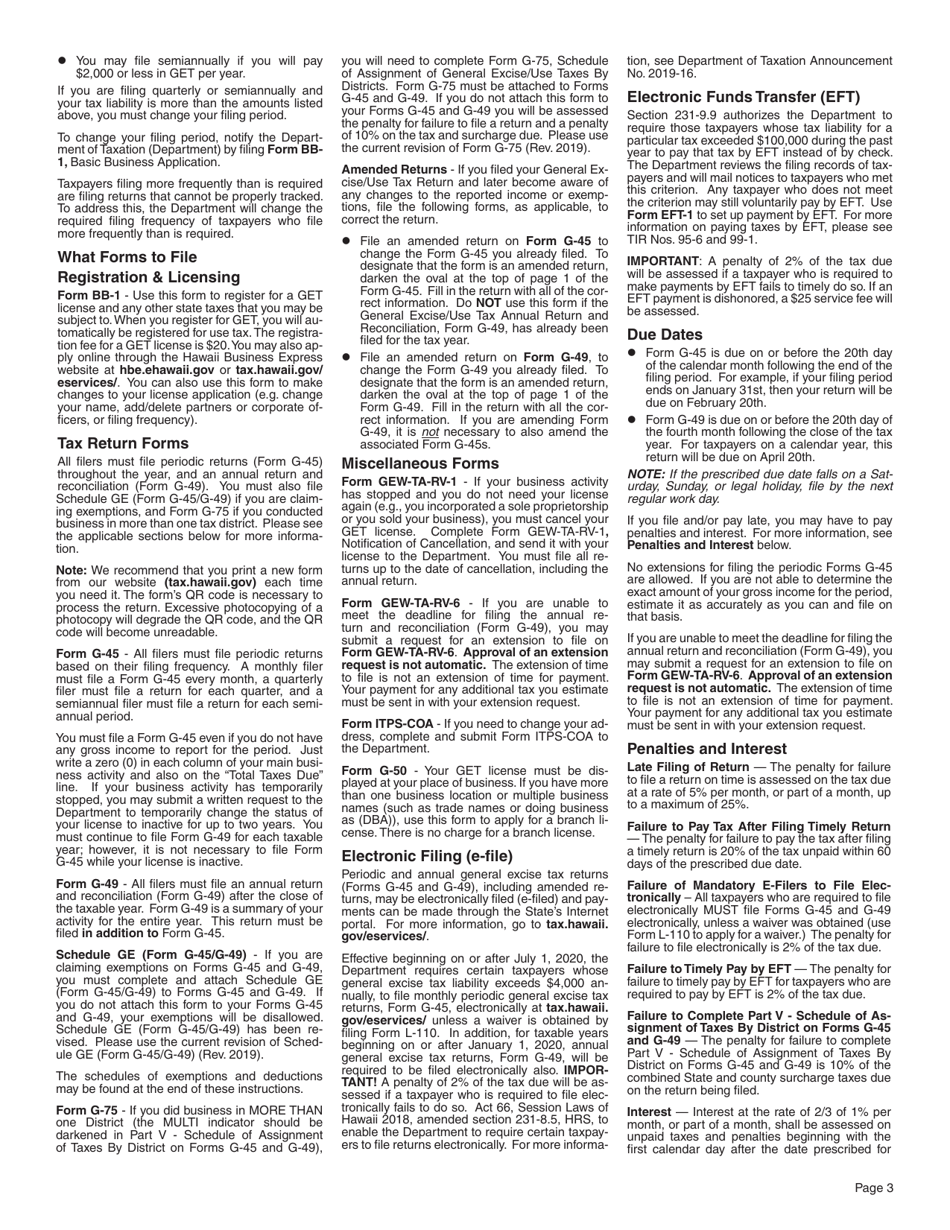 Instructions for Form G-45, G-49 - Hawaii, Page 3